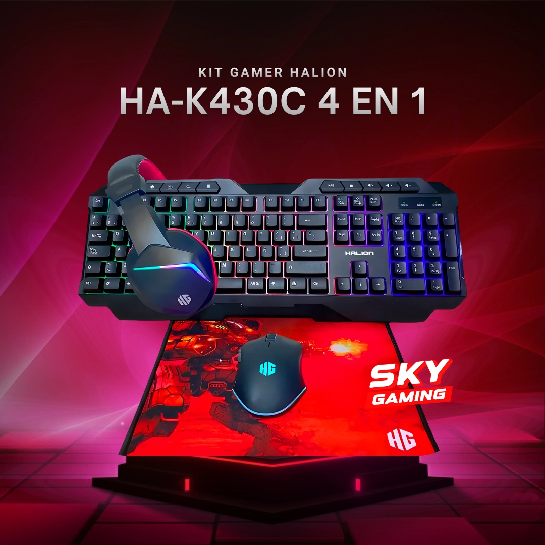 Kit Gamer Halion HA-K430C 4 en 1 Teclado + Mouse + Audífonos + Pad