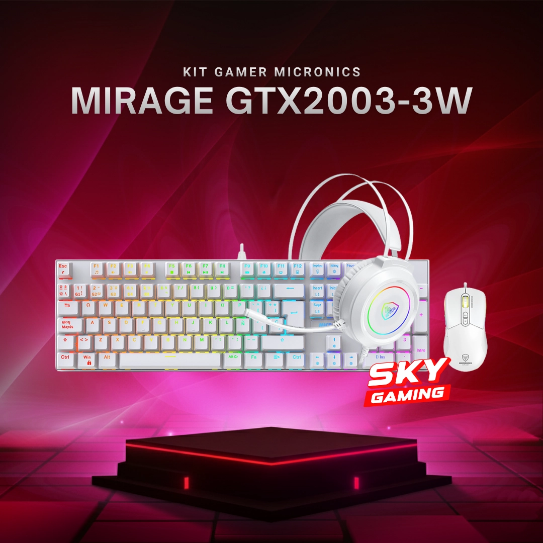Kit Gamer Micronics Mirage GTX2003-3W White 3 en 1 Red Switch