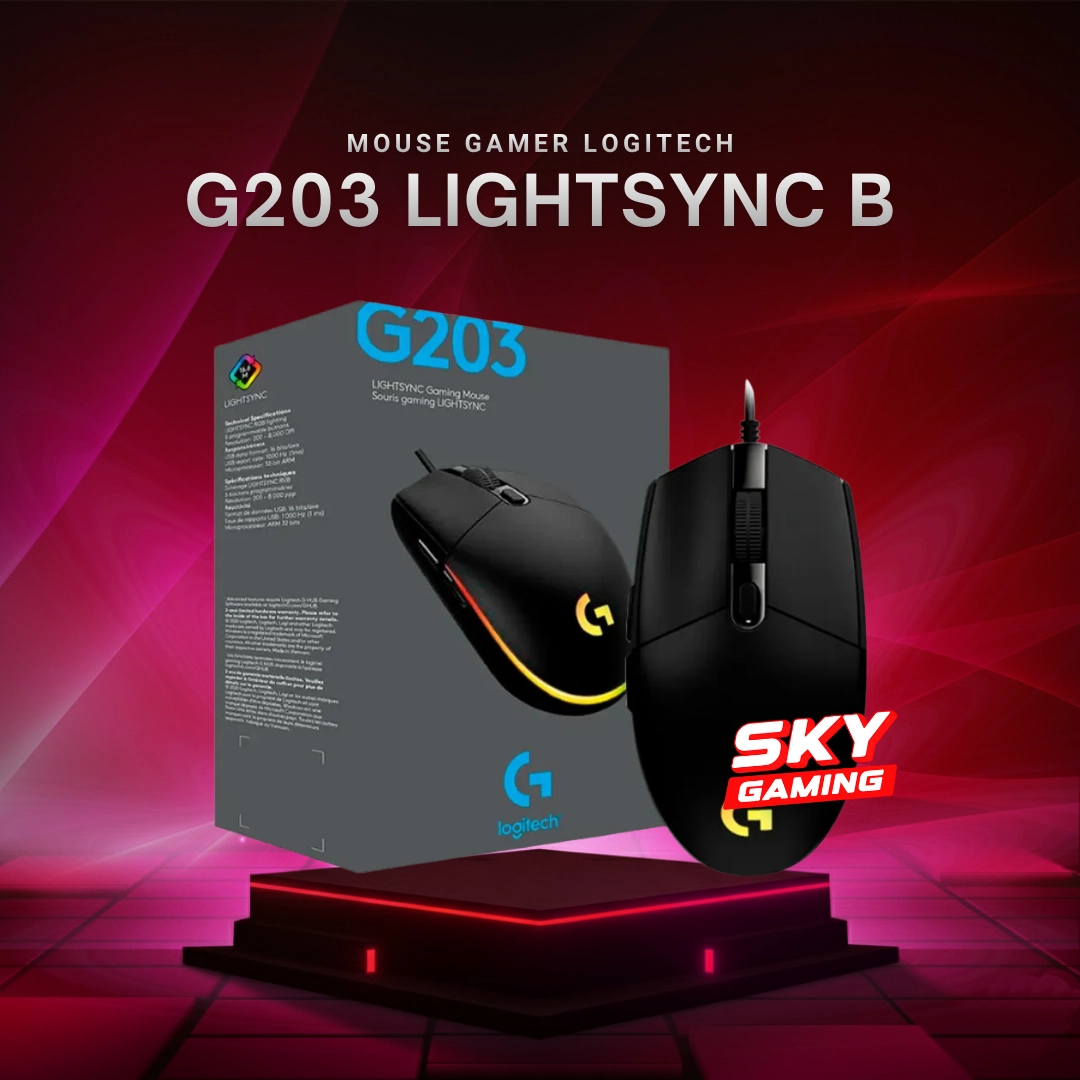 Mouse Gamer Logitech G203 Lightsync Black 8000 DPI RGB