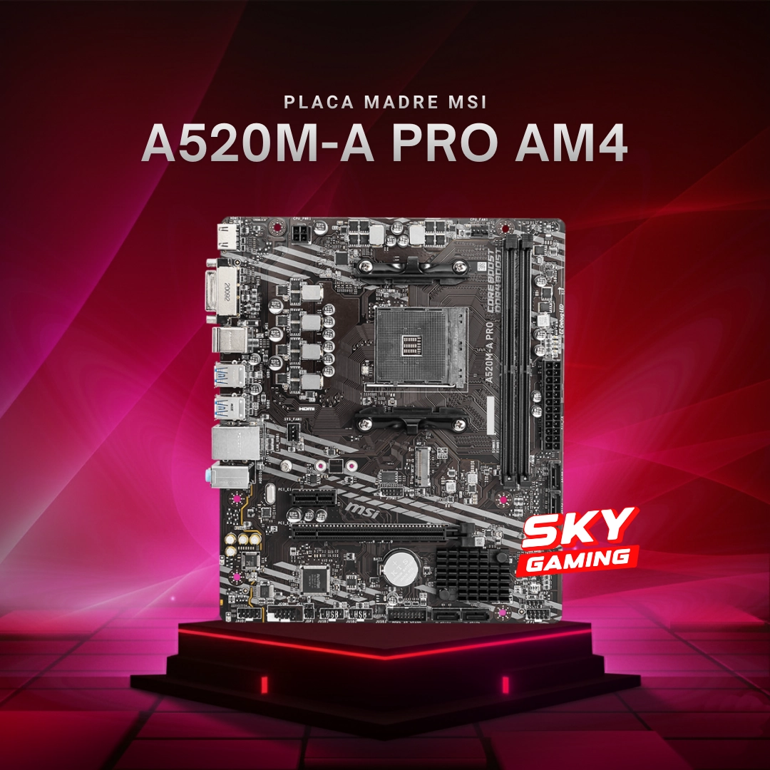 Placa Pc Placa Madre MSI A520M-A PRO AM4 DDR4 – 2 Slots (32GB) - Sky Gaming PC