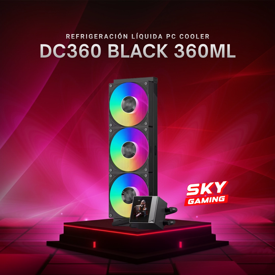 Refrigeración Líquida PC Cooler DC360 Black 360ml – Pantalla Digital ARGB