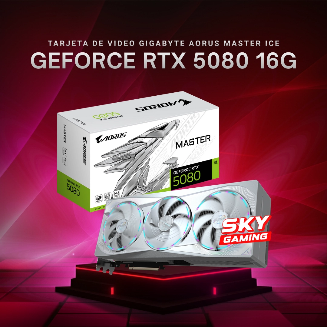 Tarjeta de Video GIGABYTE AORUS Master ICE GeForce RTX 5080 – 16GB GDDR7
