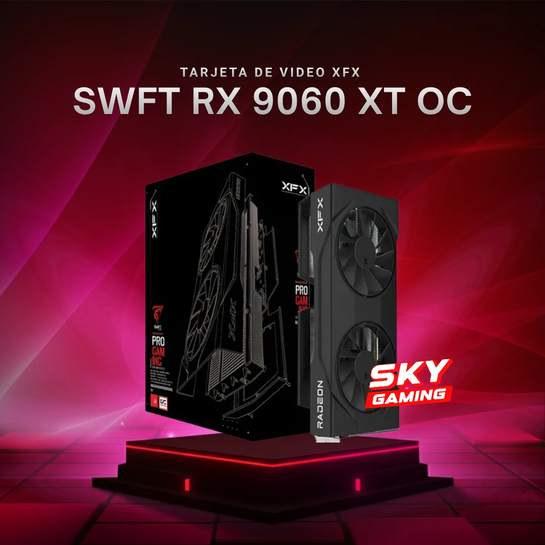 Tarjeta de Video XFX SWFT RX 9060 XT OC BLACK X2 16GB GDDR6 Gaming Edition PCI-E 5.0